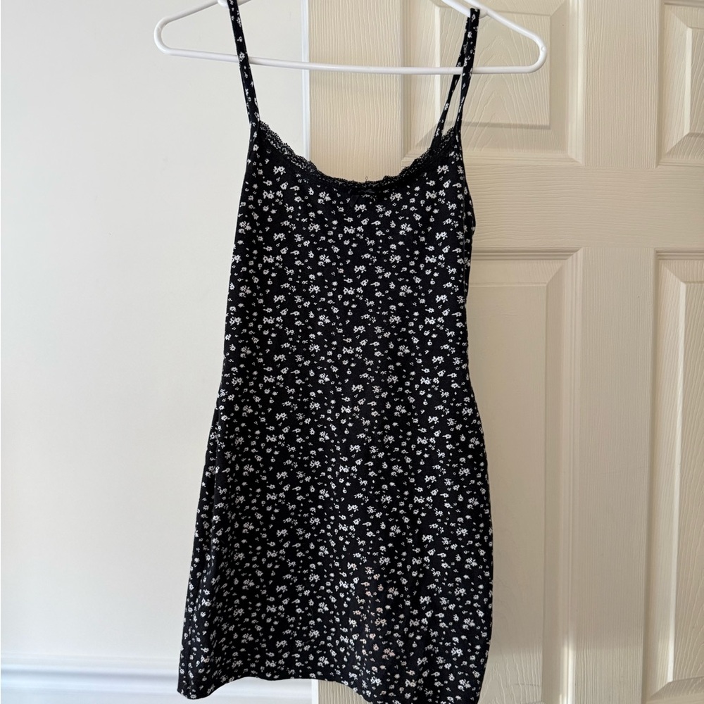 Black Floral Camisole with Spaghetti Straps